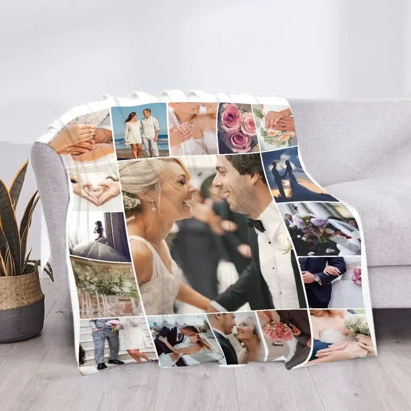 Personalized Photo Collage Blanket - Custom Text and Image Throw, Perfect Birthday Gift