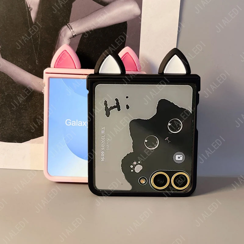 Cute Cat Ears Hinge Phone case For Samsung Galaxy Z Flip 7 thumbnail 2