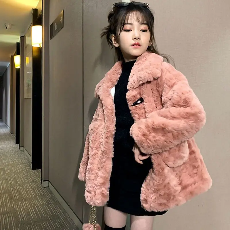 

2024 Winter Girls Coat Short Thickened Warm Cute Gentle Sweet Coat Kids Winter Simple Temperament Jacket
