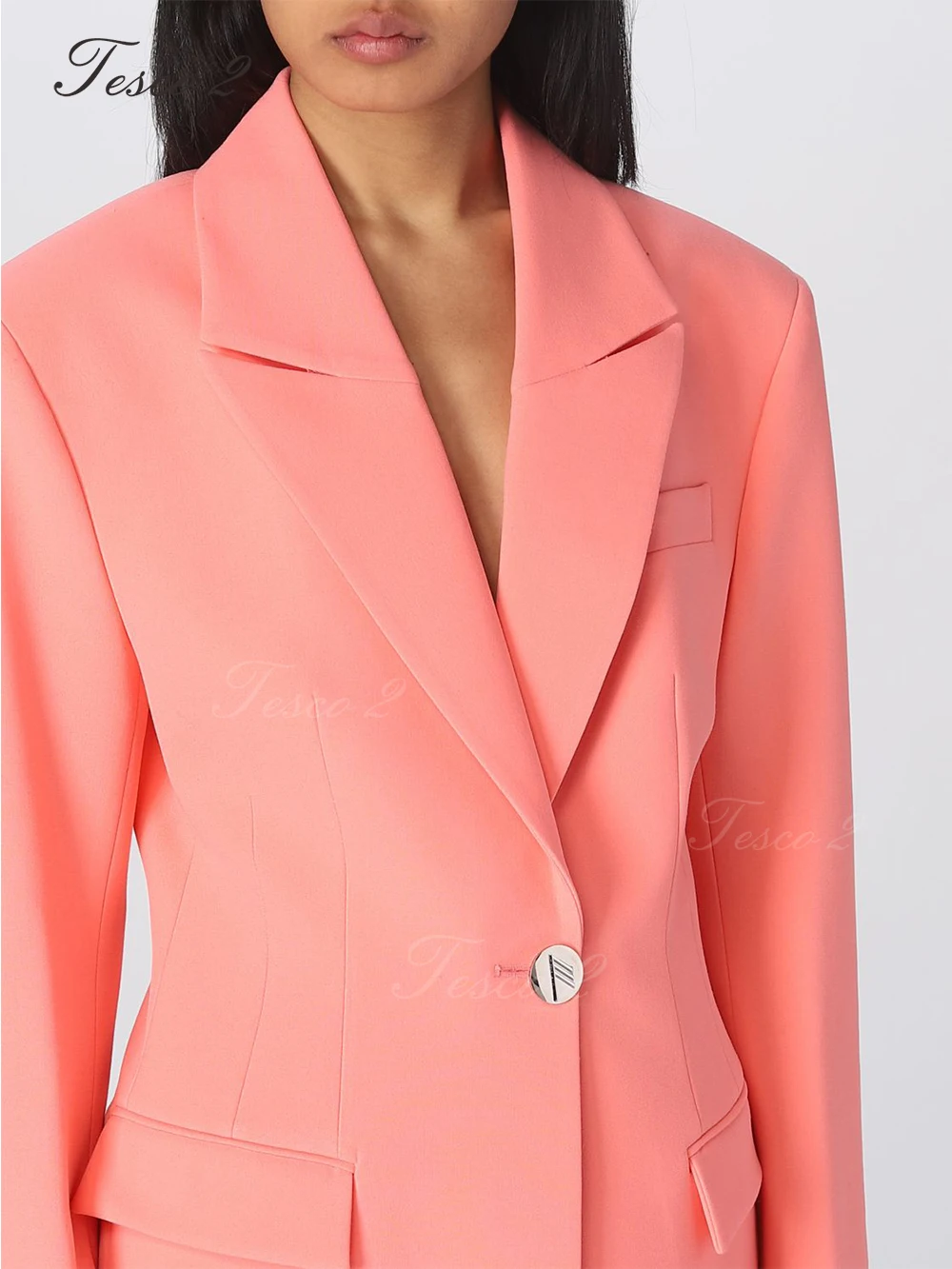 Tesco 2 Elegant Women's Sets  Single Button Floor Mopping Pants Loose Suit Pantsuit Business Office Bespoke For Spring Summer