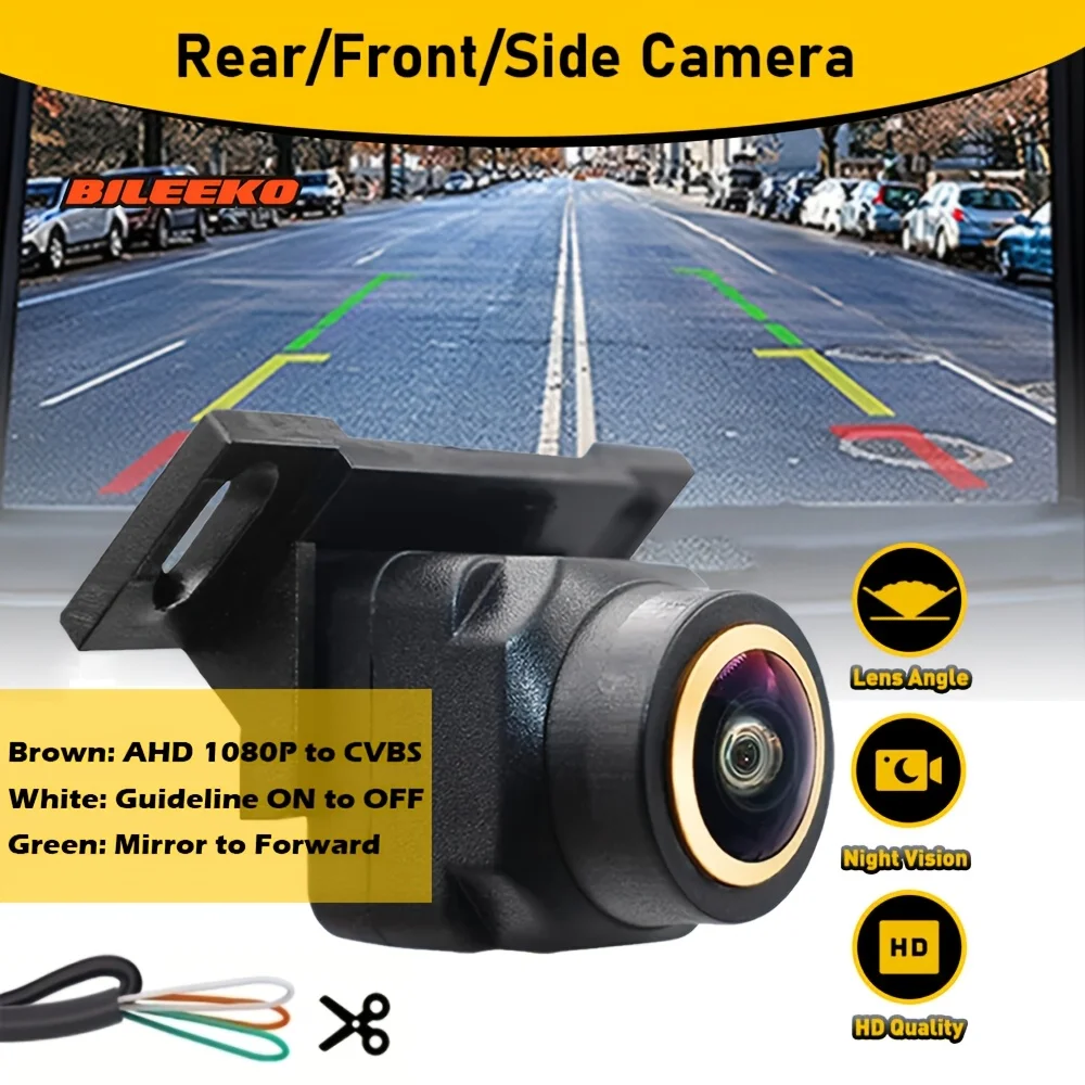 Car Camera Rear Front Side View AHD 1080P Fisheye Wide Angle Lens Backup Camera CVBS Switch Guideline ON/OFF Fit - 4
