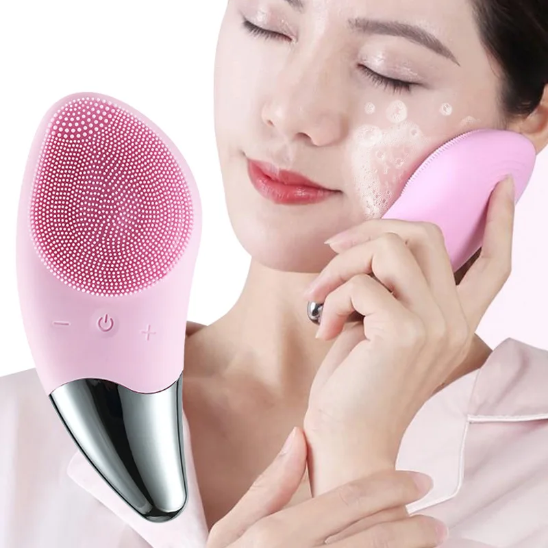 

face cleaning new mini battery electric face brush Silicone Sonic Face Cleaner Deep Pore Cleaning Skin Massager Face Cleansing