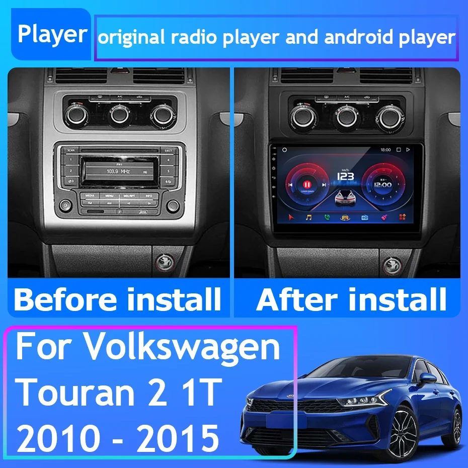 

Автомагнитола для Volkswagen Touran 2 1T 2010-2015, Автомагнитола для Carplay, GPS-навигация, Android, Автомобильная магнитола, Wi-Fi, стерео, Bluetooth, разъем 2din