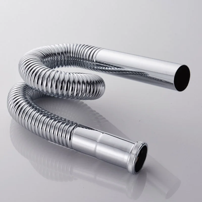 Sifone Flessibile Per Lavandino In Ottone - Tubo Scarico 80cm Per Bagno E Cucina DN30