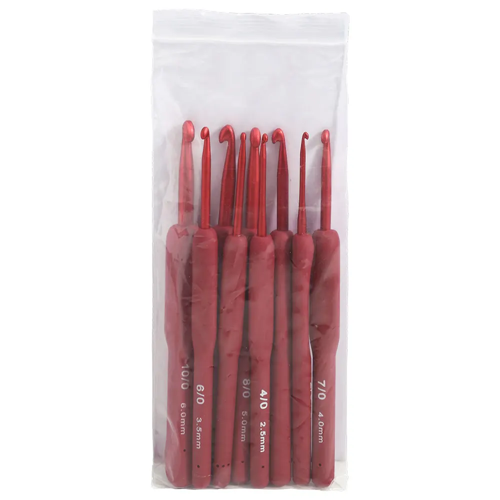 Red Crochet Hooks Set Aluminum Crochet Needles Silicone Handle Ergonomic Knitting Croche Set 2.0-6.0mm Women Gift crochet kit crochet hooks crochet needles
