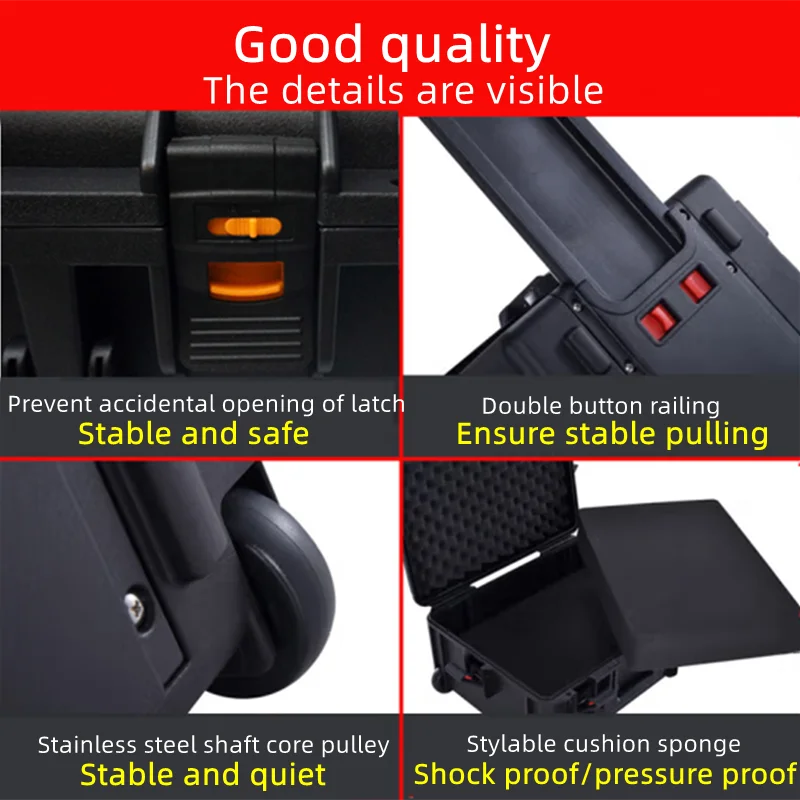 Trolley Toolbox Large Tool Box with Wheels Portable Safety Equipment Instrument Case Storage Box Professional Plastic Suitcase 2