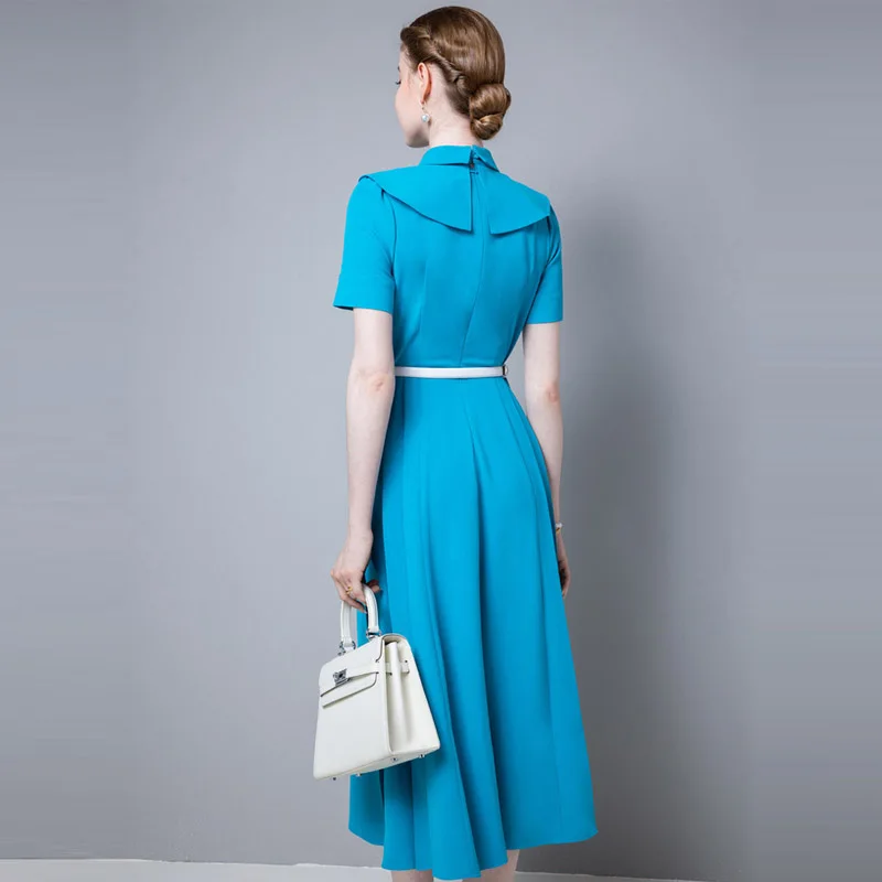 Qin Lan's same high-end temperament French dress, women's summer new style waist wrap skirt