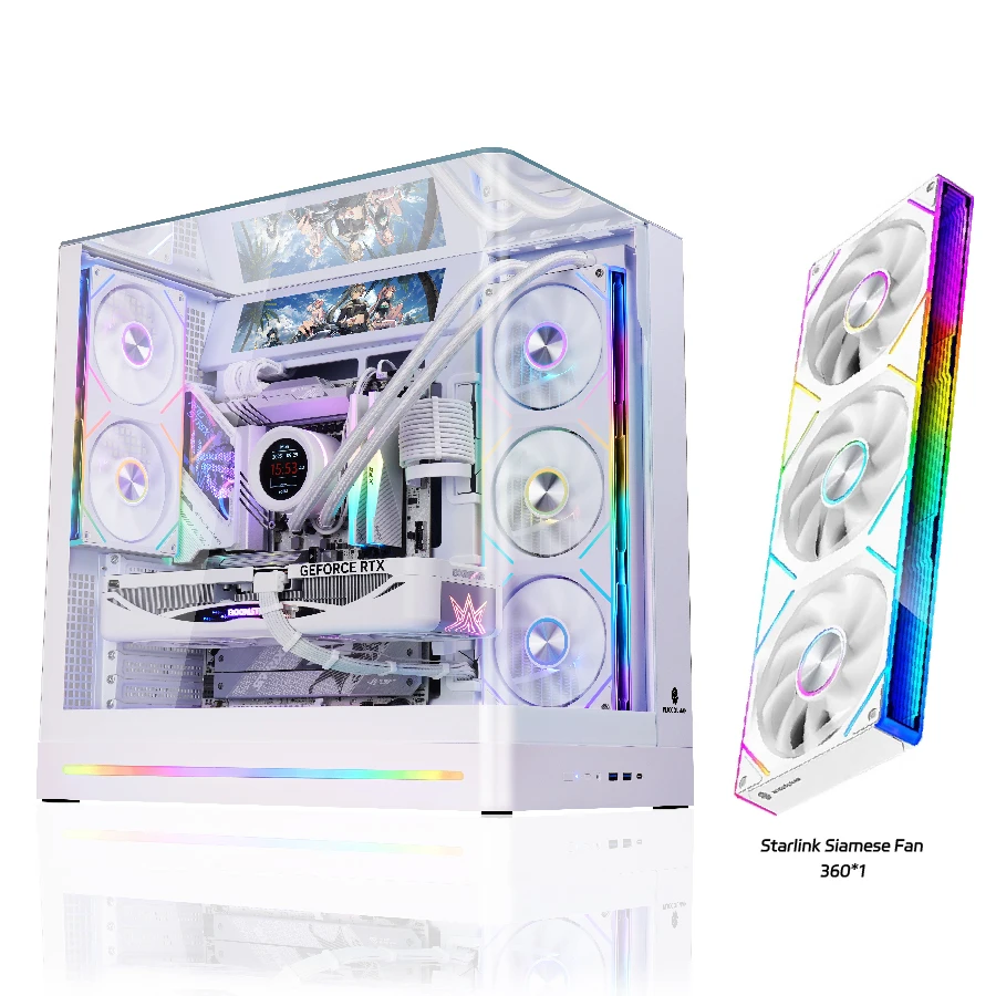 WJCOOLMAN AITO Plus ATX PC Case 9.16″ LCD Screen RGB 360mm Radiator Support