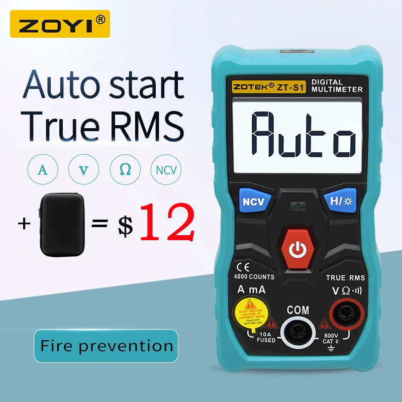 

ZOYI ZT-S1 Digital Multimeter tester autoranging True rms automotriz Mmultimetro with NCV LCD backlight+Flashlight like RM403B