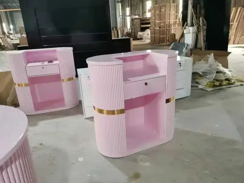 Cashier Reception Desk Durable Counter Hot Pink or White for Beauty Salon Barbershop Use