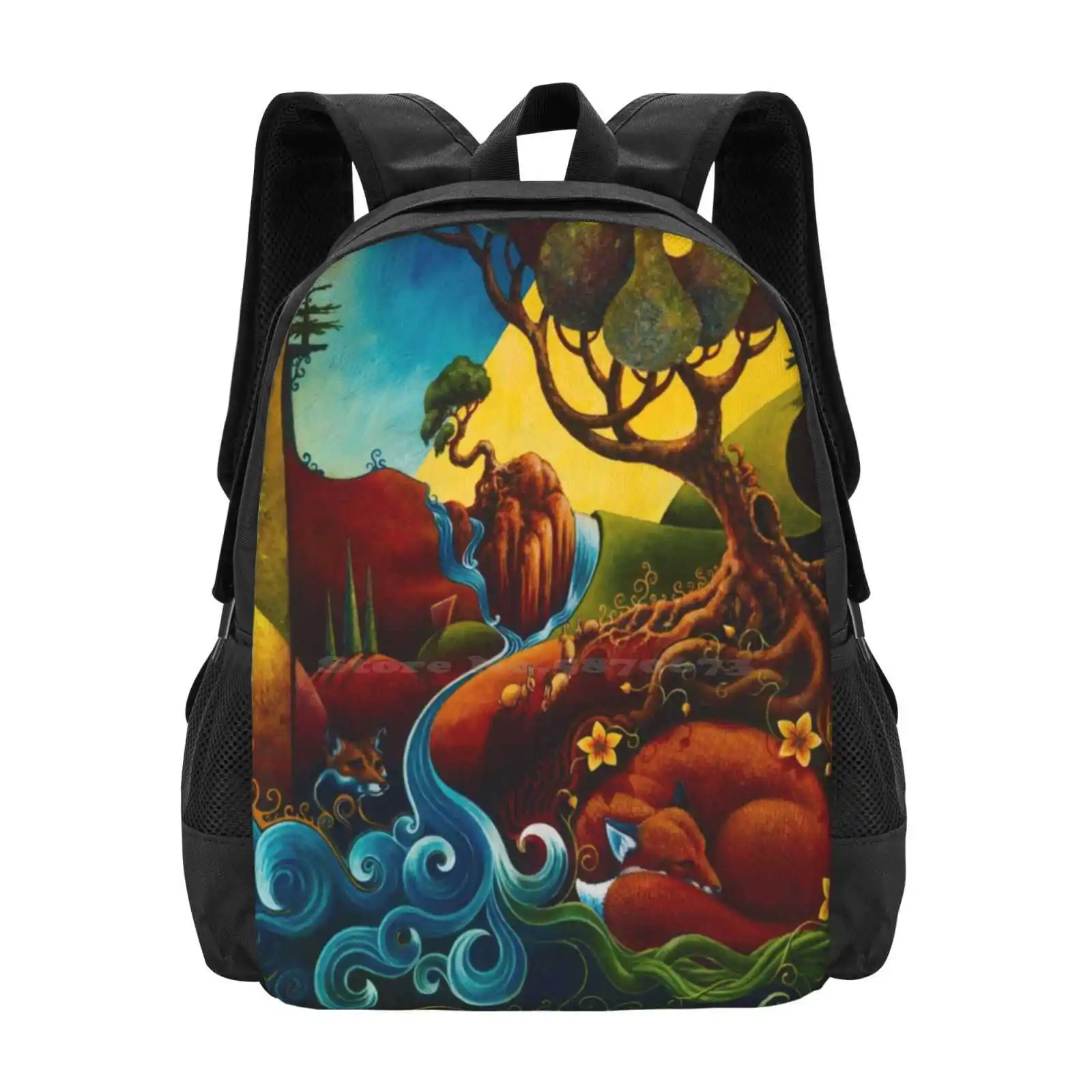 

Tranquil Heart-Detail Hot Sale Backpack Fashion Bags Foxes Flowers Landscape Trees Rabbits