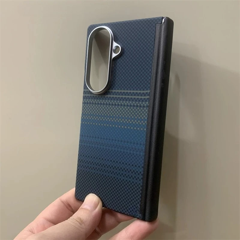 Carbon Fiber Texture Magnetic Wireless Charging Protective Armor Case with Camera Lens Protection