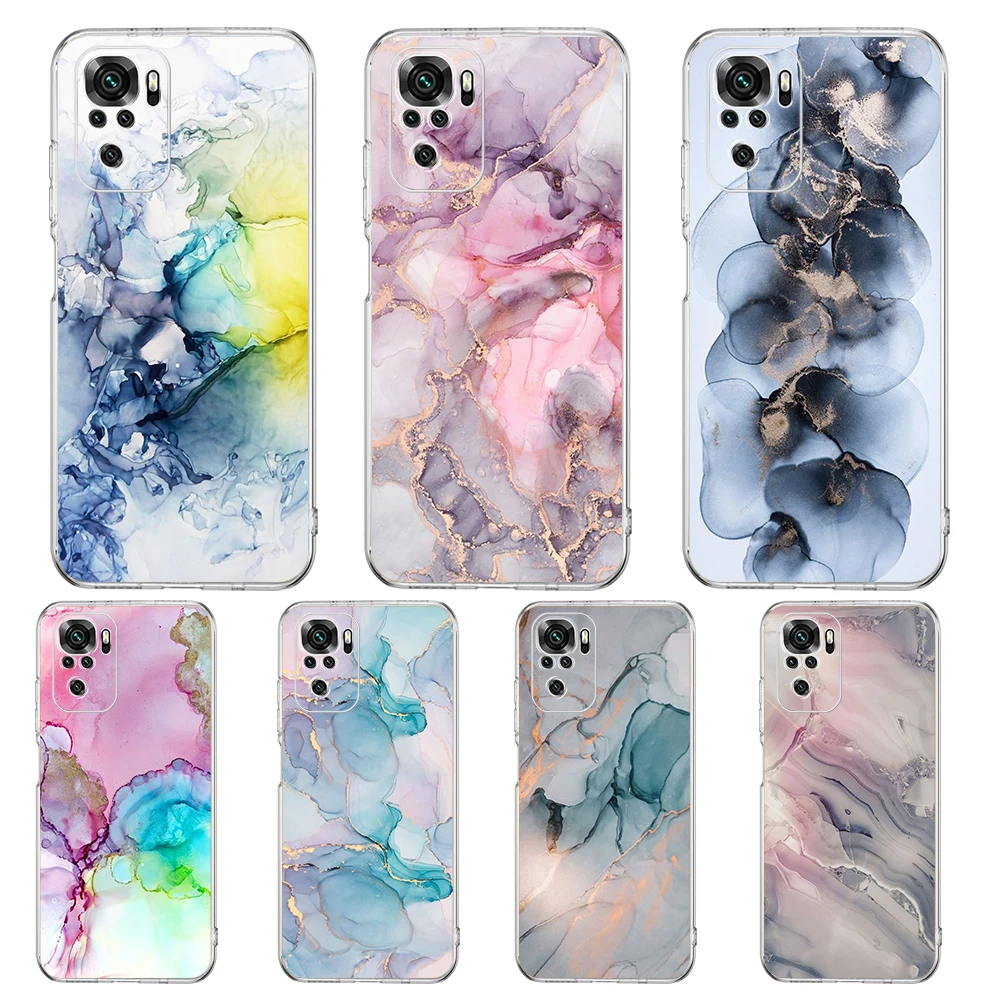 

Watercolor Painting Marble Transparent Phone Case for Redmi 10c Note 11 11T 8A 9A 9C 8 9 10 K40 Plus 12 Pro 4G Soft Cover Shell