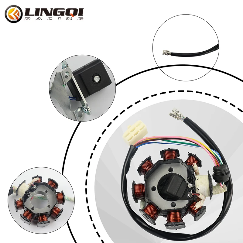 LINGQI RACING CG125-8 Stator Coil Applicable To ATV Off-road Motorcycle CG125-150cc Engine 8 Stator Coil And Ignition motorcycle ignition coil moped ignition coil