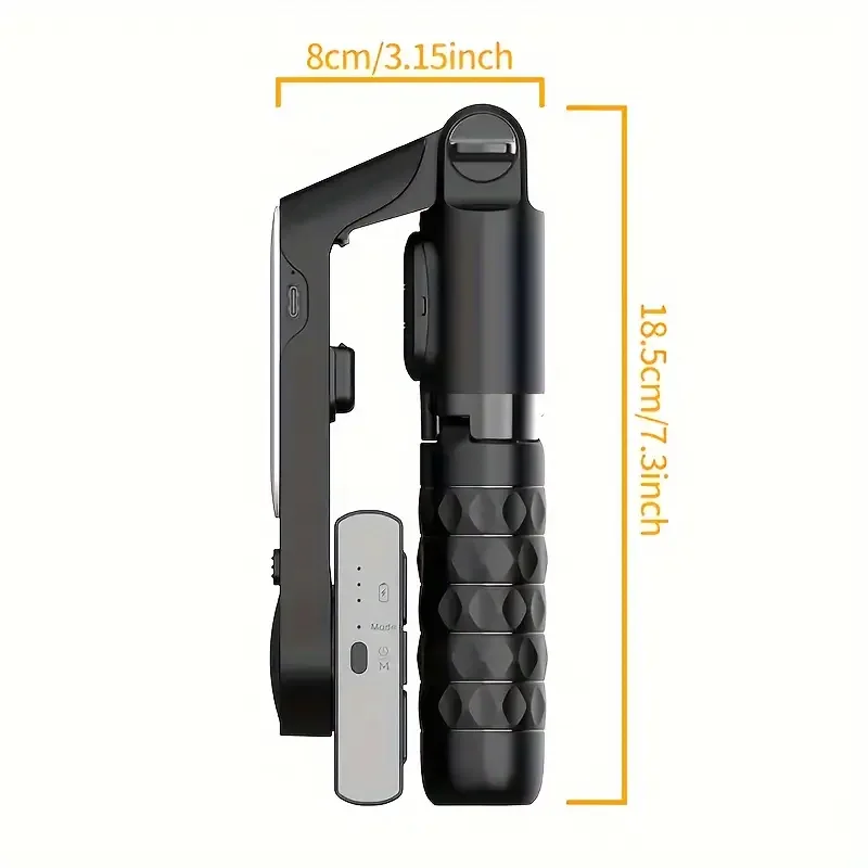 Gros plan sur la télécommande Bluetooth du cardan portable 1 axe pour iPhone Android, avec les boutons de contrôle.
