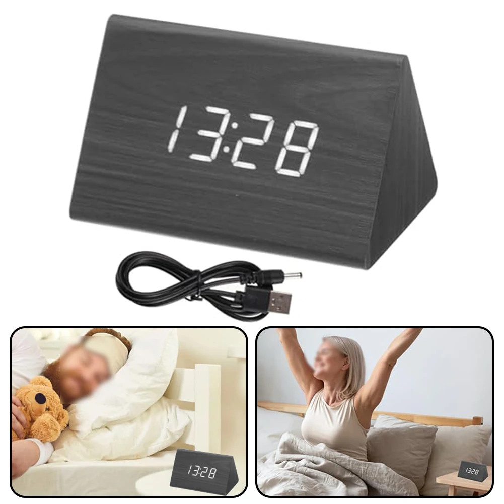 Package Content 1 Data Cable 1 Instructions 1 Wooden Alarm Clock Wooden Wood Clock LED Alarm Digital Desk Clock 4