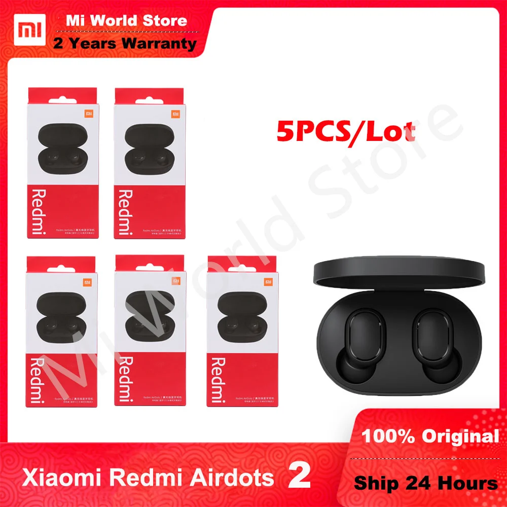 10 Pieces/Lot Xiaomi Redmi AirDots 2 Noise Reduction with Mic AI Control Redmi AirDots S Air DotsTrue Wireless Headset Wholesale wireless headphones with mic