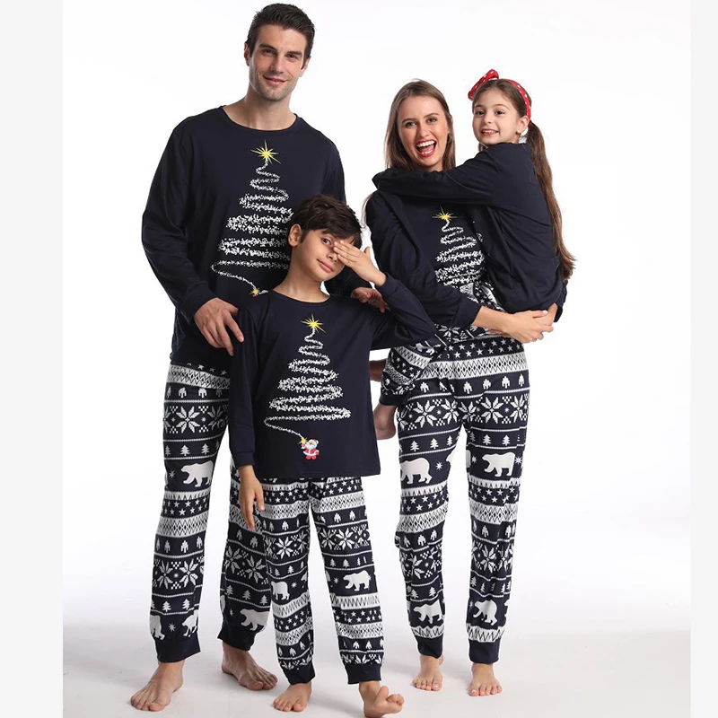 Pijamas navideños de moda para parejas de invierno de 2024 para la familia, conjuntos a juego, ropa para madres e hijos, pijamas navideños