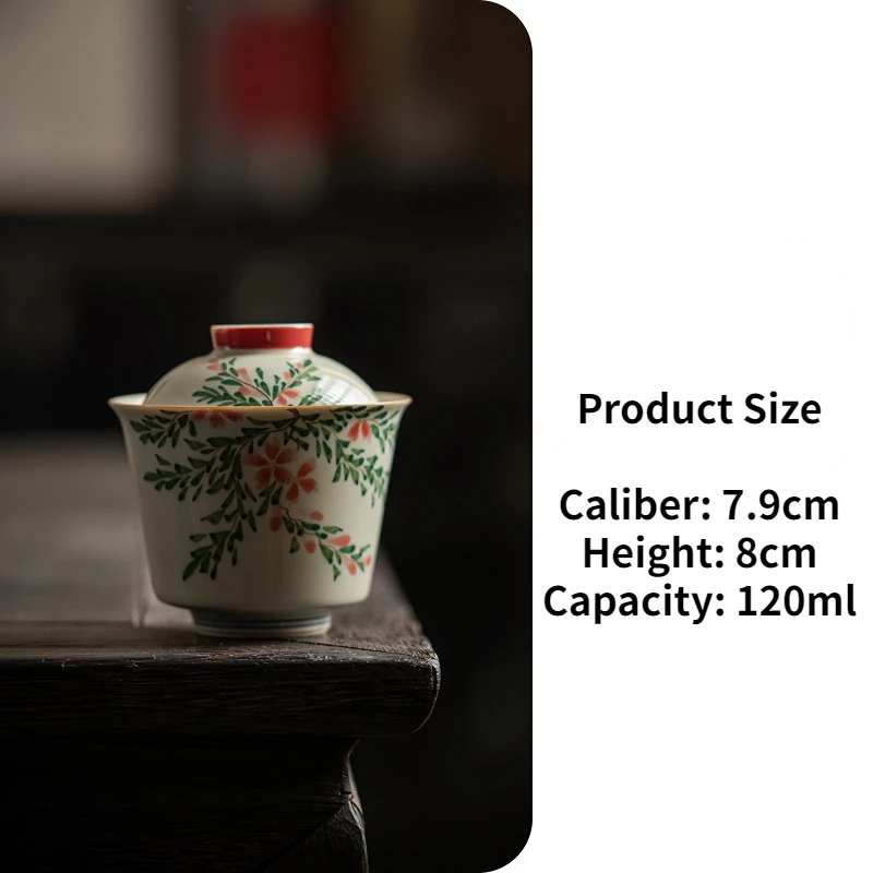 120/130ml hand-painted Lingxiao flower Tea Tureen underglaze color ceramic kung fu tea set bubble Gaiwan household literati cups