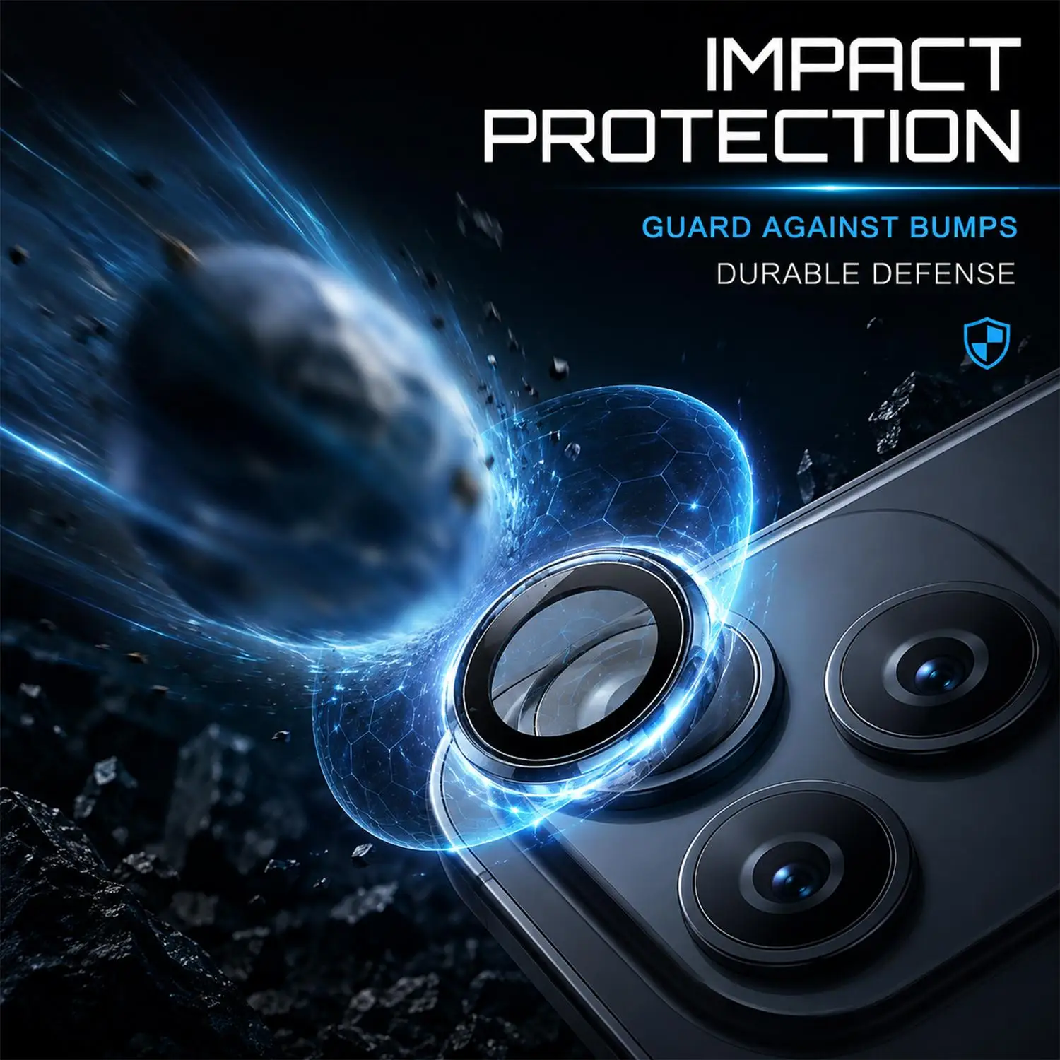 Premium Full-Cover Clear Glass Camera Protector with Tempered Glass Ring Cap