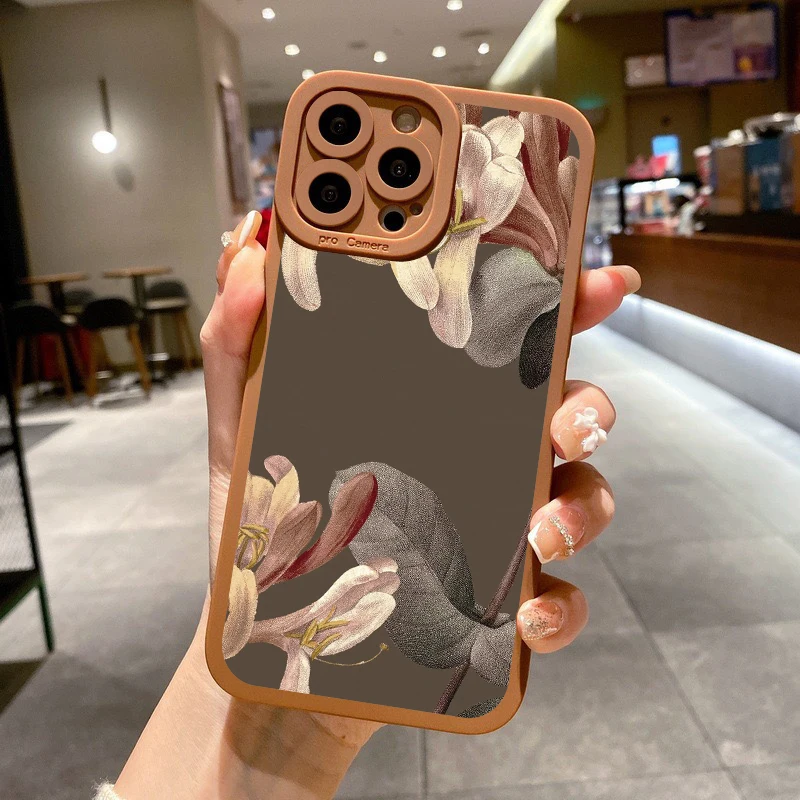Retro Floral Soft Shell Phone Case - Elegant Flower Back Cover Design