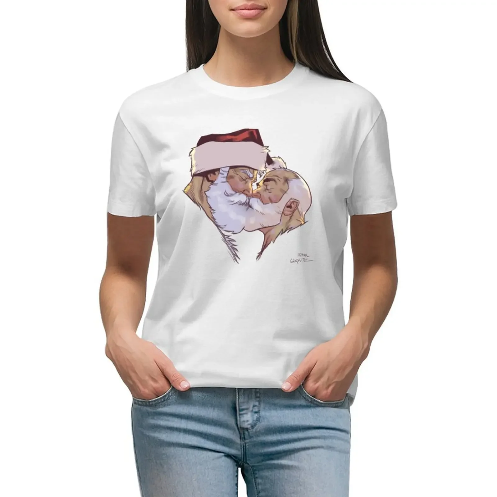 

Santa and Mr Claus T-shirt tees female t shirts for Women loose fit