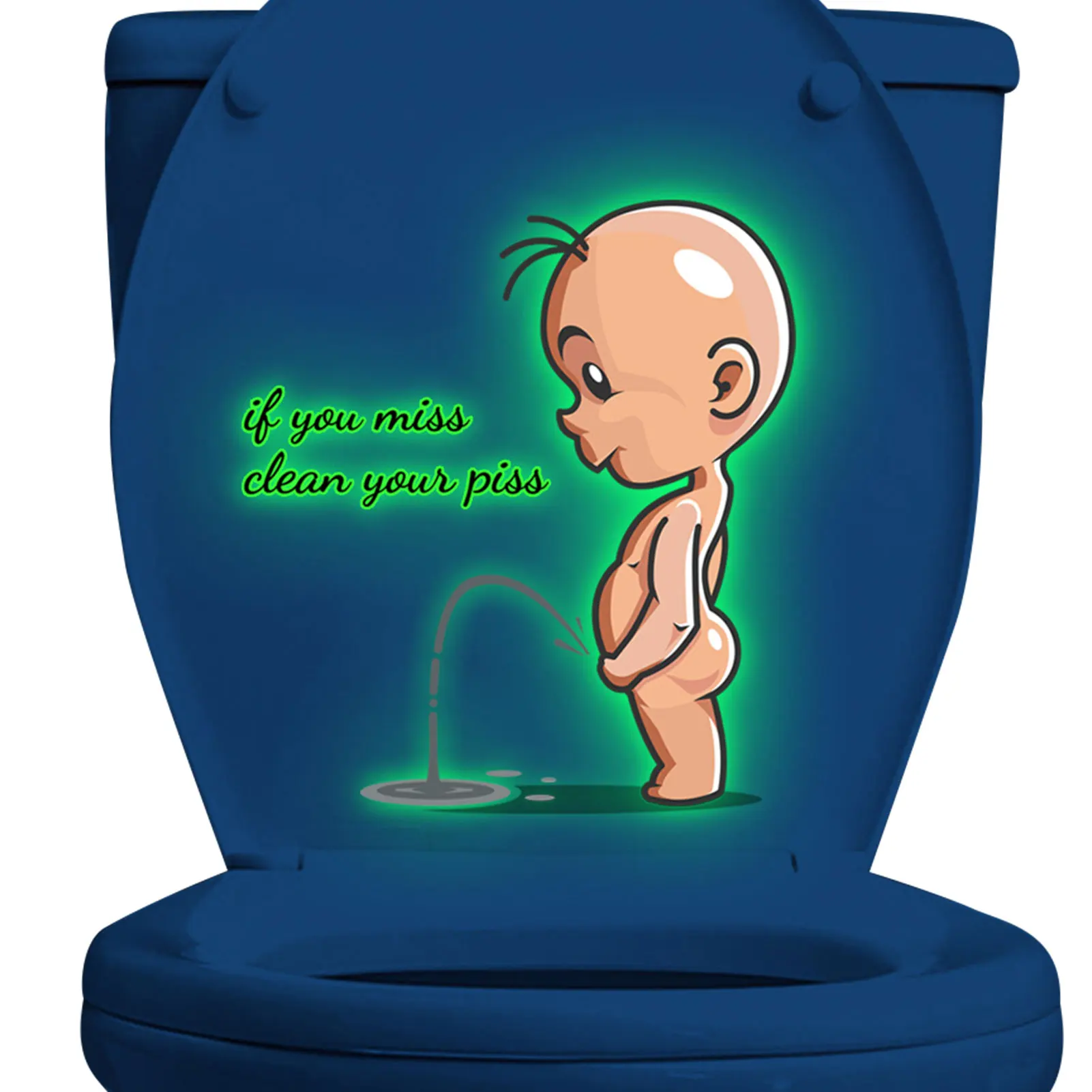 

Luminous Toilet Stickers Clean Your Piss Funny Decals Removable Toilet Seat Quote Murals For Toilet Glow In The Dark PVC Wall