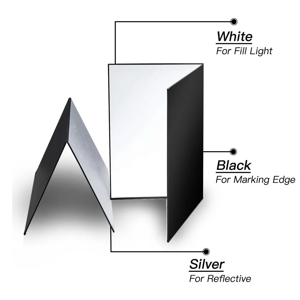 A3/A4 Camera Photography Accessory Collapsible Cardboard White Black Silver Reflector Absorb Light Thick Reflective Paper photography reflector