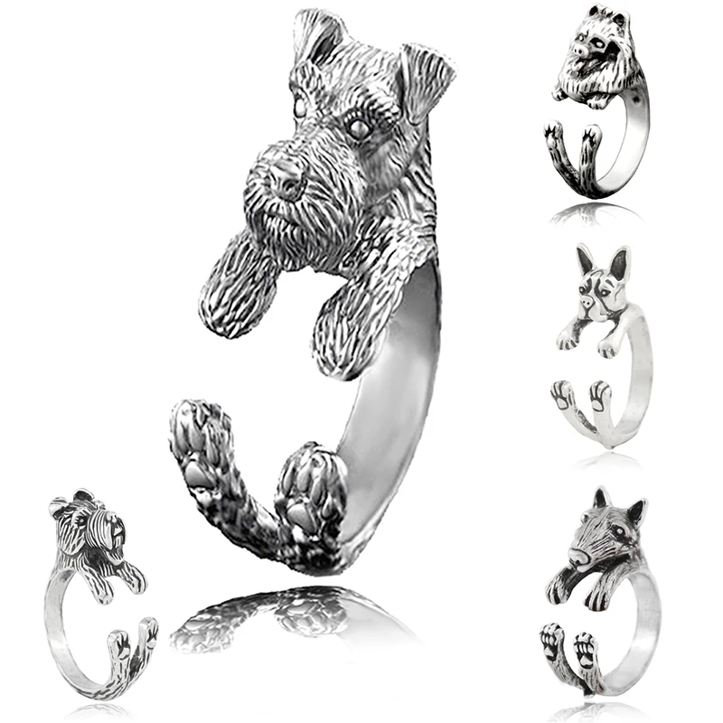 5 Stile Miniatura Schnauzer & Rat Terrier & Pomerania & Bull Terrier & Boston Terrier Anello Per Cani Uomo Anel Anelli Animali Per Donna