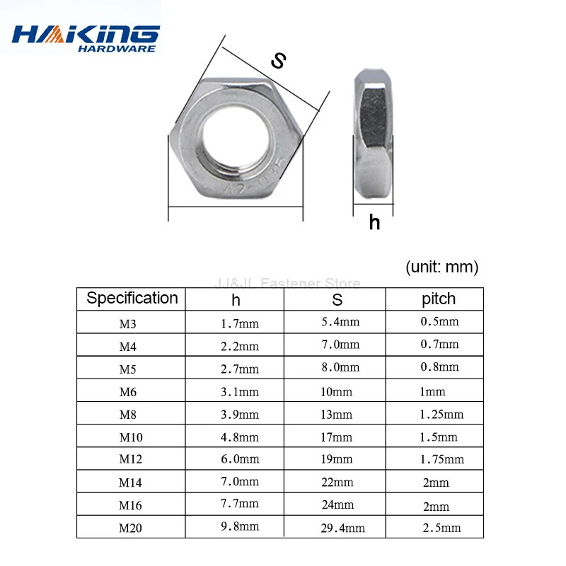 Dadi Esagonali In Acciaio Inox 304 | 20 Pezzi Lotto | Misure M2 A M8 Per Fai-Da-Te - Foto 4