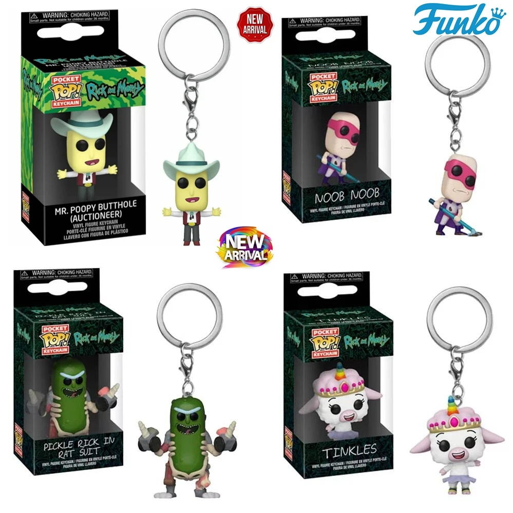 thumbnail image 2 of Llavero Funko Pop New Rick Et Morty Noob Noob TINKLES MR. POOPY Figura de vinilo Krombopulos Pickle Rick Pocket Pop Llavero de juguete, 2 of 5