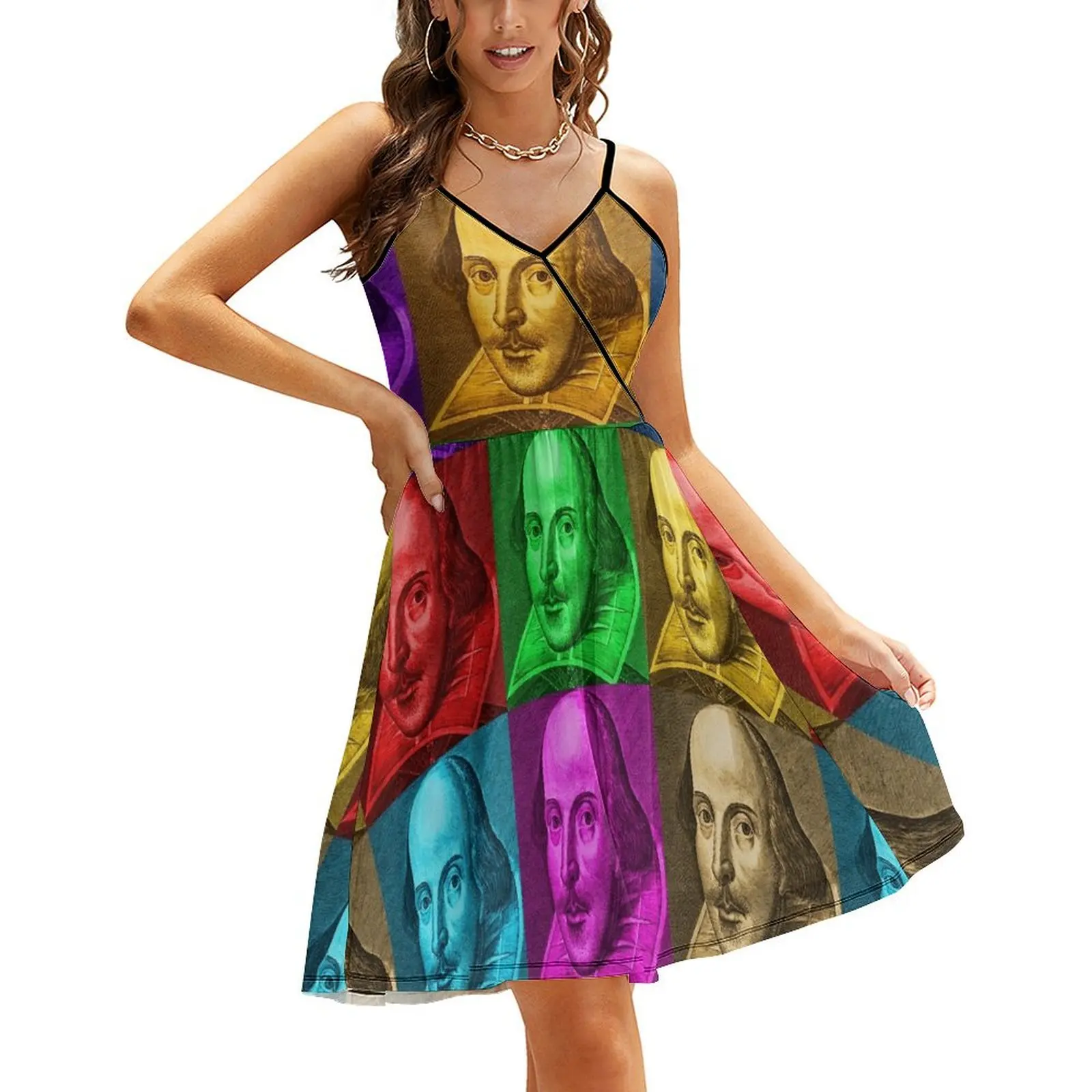 

William Shakespeare Pop Art Sling Dress Prom gown chic and elegant woman dress Womens dresses