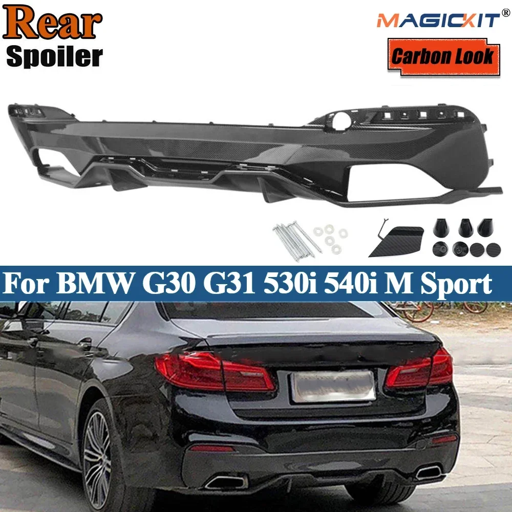 

Car Back Bumper Lip Guard For BMW 5 Series G30 G31 Rear Diffuser Diffusors M Sport Style Carbon Fiber Look 2017-2019