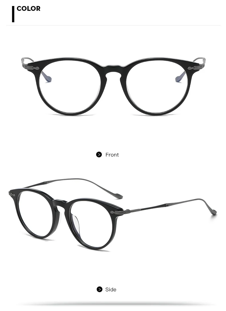 Japanische Retro Oval Runde Brille Rahmen Männer Frauen RLT5889 Vintage Acetat Titan Ultraleicht Brillen Hochwertige Brillen – Detail 11