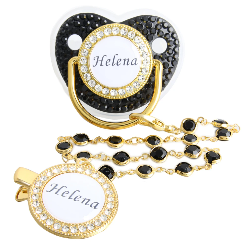Personalised Crown Name Baby Pacifier Dummy With Chain Clip