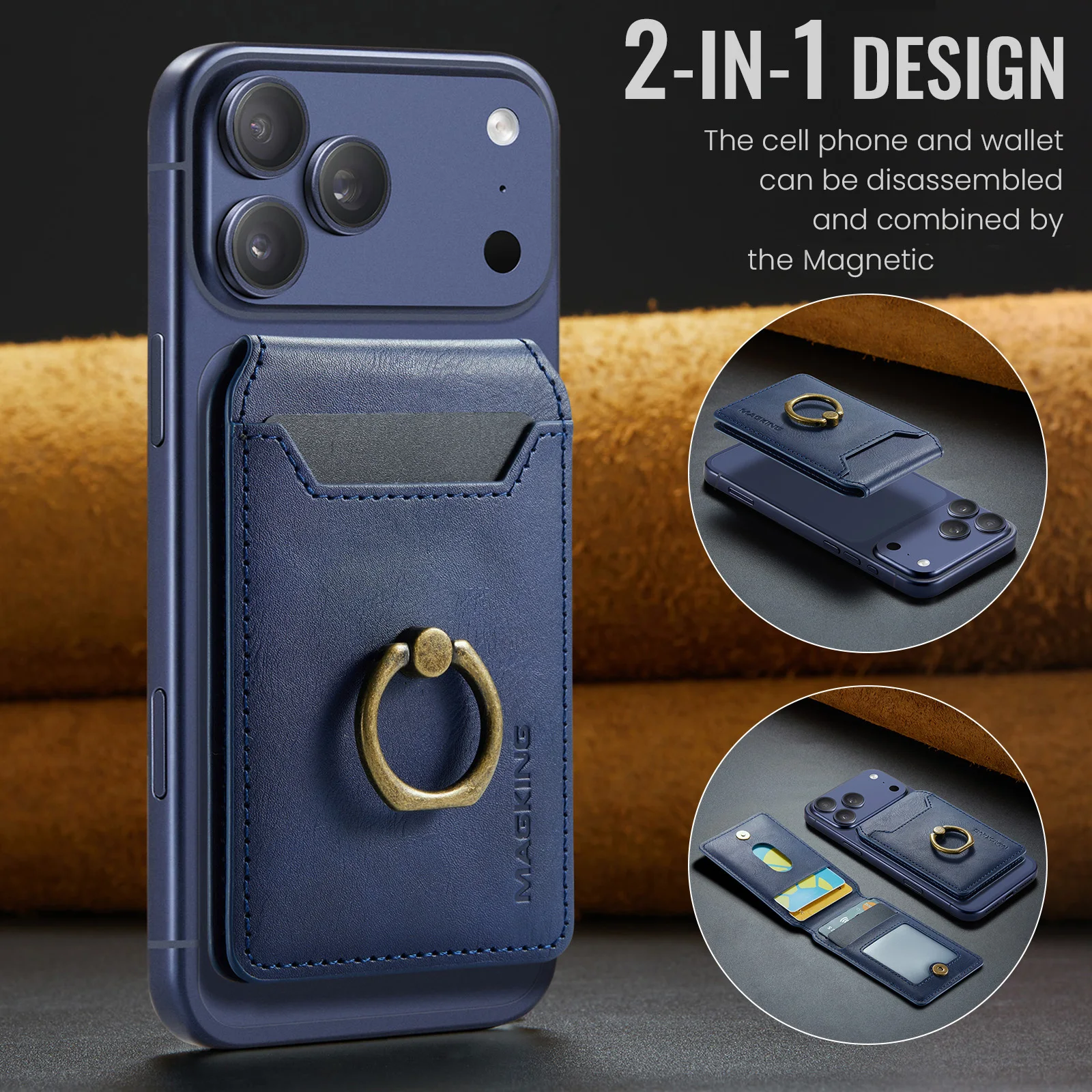 Premium Magnetic Leather Wallet and Card Holder Case with Stand Feature