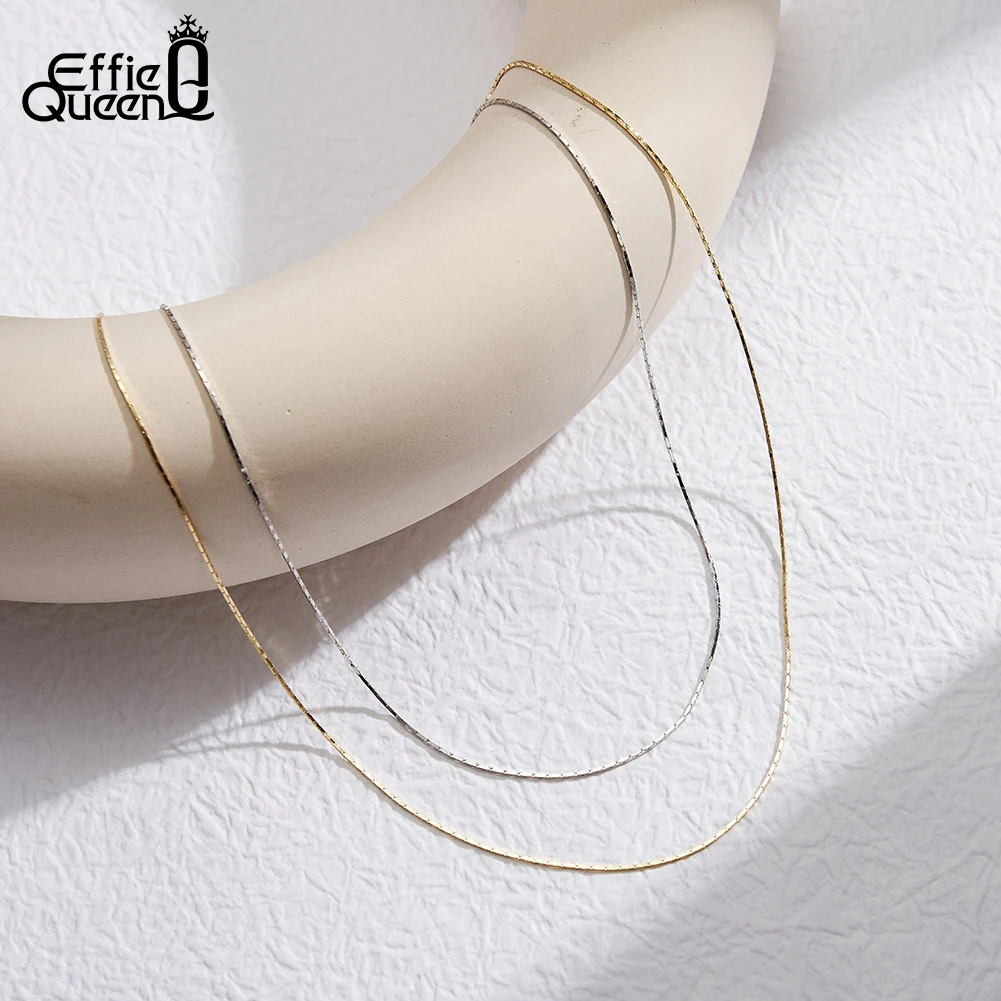 Effie Queen 925 Sterling Silver Chopin, Paperclip, Bamboo Link Chain Choker For Men Unisex Design Collares Basic Necklace SC82 4