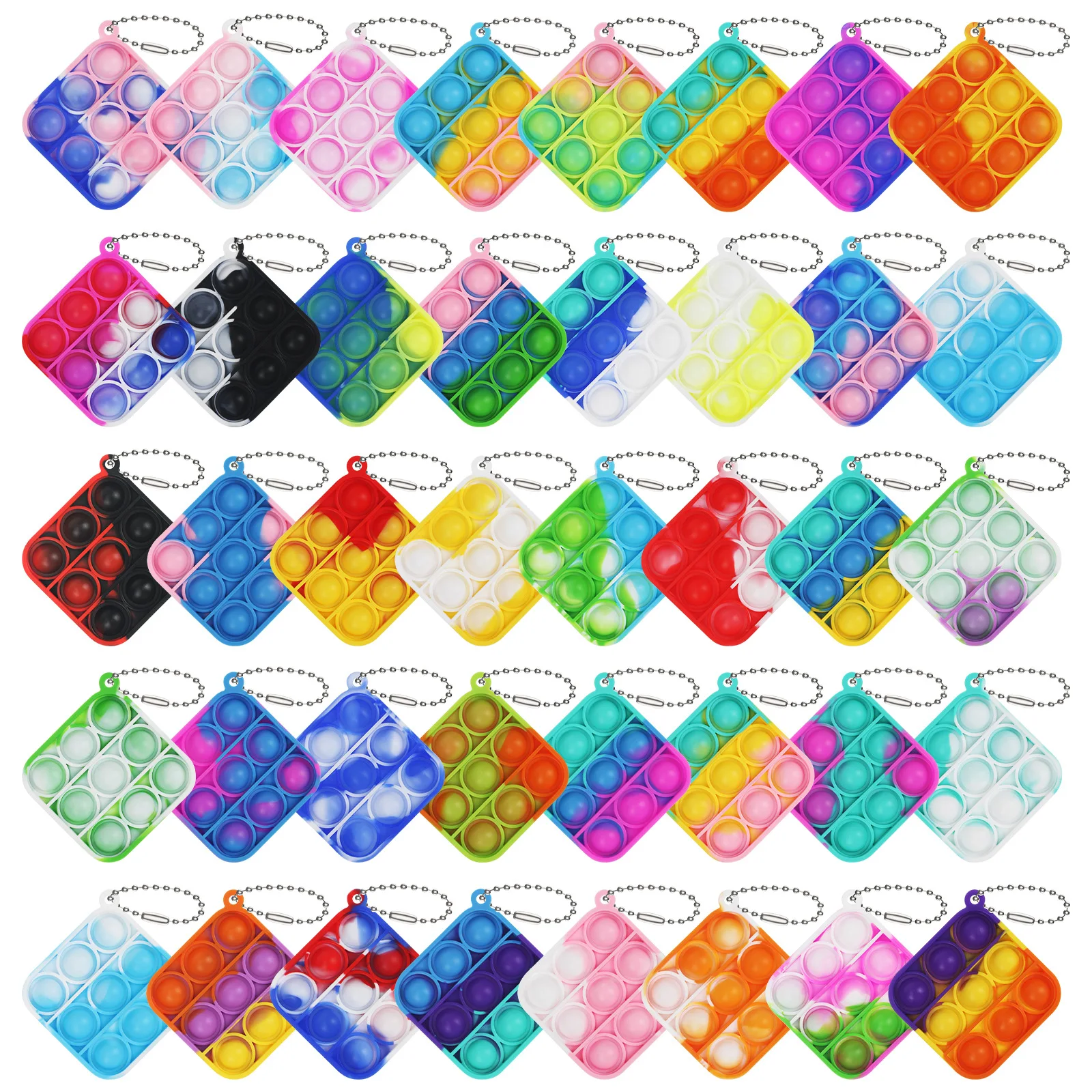 

10Pcs Mini Push Bubble Fidget Toy Keychain Pendant Anti-Anxiety Stress Relief Sensory Toys for Kids Adults Birthday Gifts