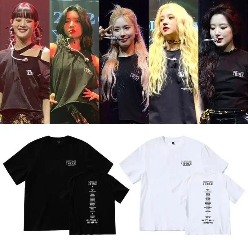 2023 Kpop GIDLE Just Me T Shirt (G)I-DLE MIYEON YUQI Minnie MiYeon Shuhua Same Short Sleeve Tee Top Unisex Clothes For Fans Gift