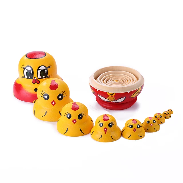 10pcs Cute Russian Matryoshka Dolls Improving Practical Ability Rich Game Content Basswood Nesting Dolls Craft Kids Gifts 3