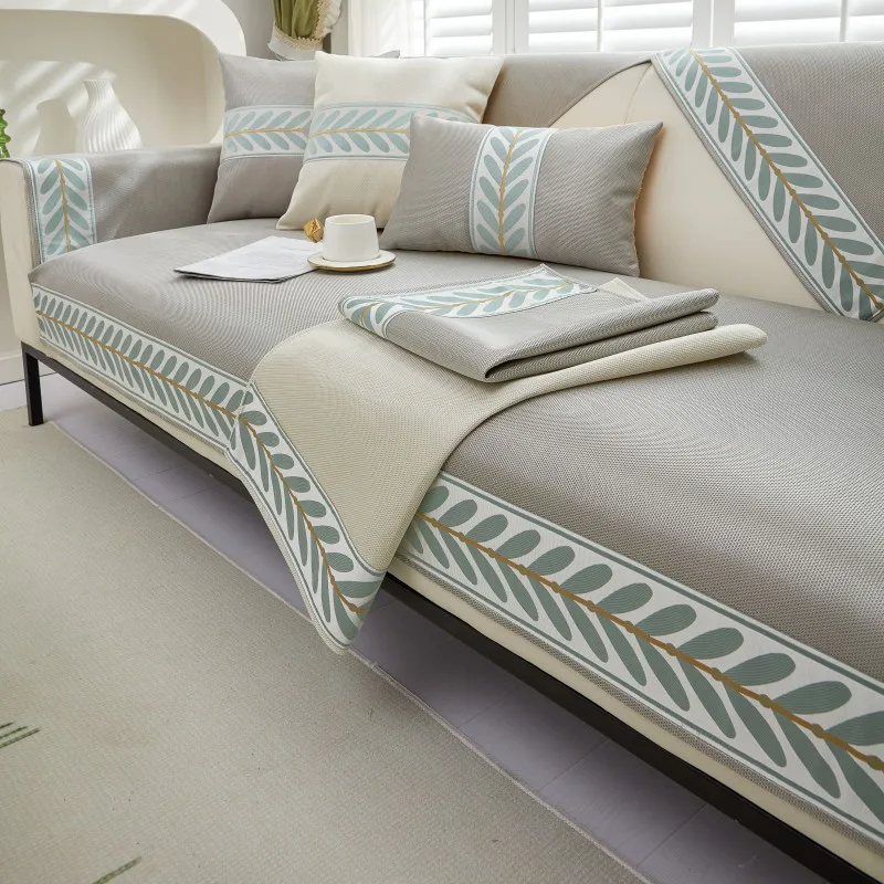 

Summer New Ice Silk Sofa Cushion Non slip Mat Sofa Cover L Shape Light Luxury Sofa Towel Corner Sofa Seat Cover for Living Room