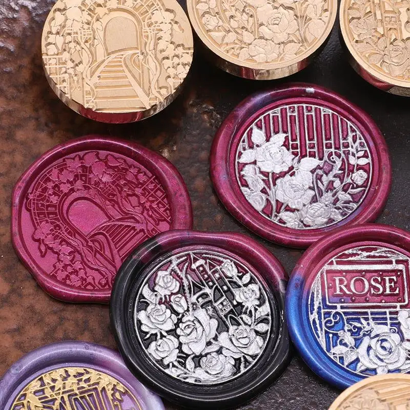꽃 왁스 도장 도장 레트로 공예 도장 스탬프 헤드 카드 봉투, 청첩장 선물 포장 스크랩북