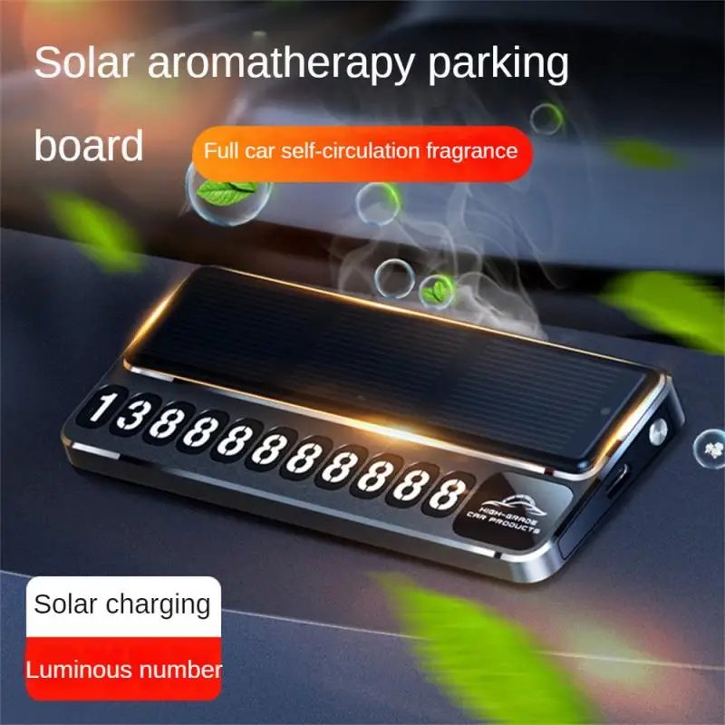 

Цинковый сплав, солнечный ароматерапия, стойкий светильник, ароматизатор, светящийся, Временный номерная табличка для парковки, автомобильный Стайлинг, номер телефона