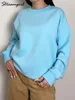 Women Sweatshirts No Hood Oversized Cotton Long Sleeve Tops Basic Solid O Neck Sweatshirts For Women Oversized Pullovers Spring 5