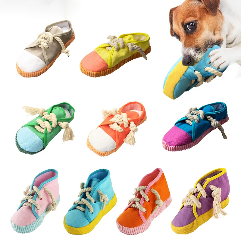

Squeaky Simulation Canvas Shoes Pet Sound Toy Dog Grinding Teeth Cleaning Supplies Pet Products for Small Large Dogs