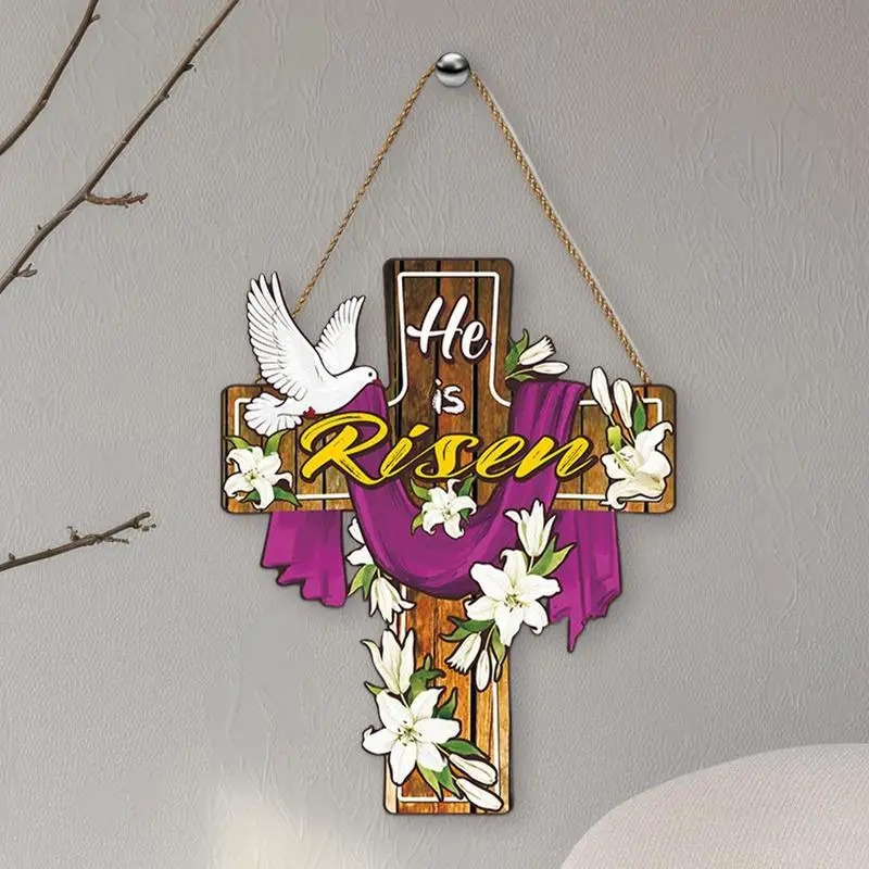 Easter Door Welcome Sign Wood Door Wall Decoration Sign For Easter Farmhouse Living Room Ornament Seasonal Floral Decor Scene