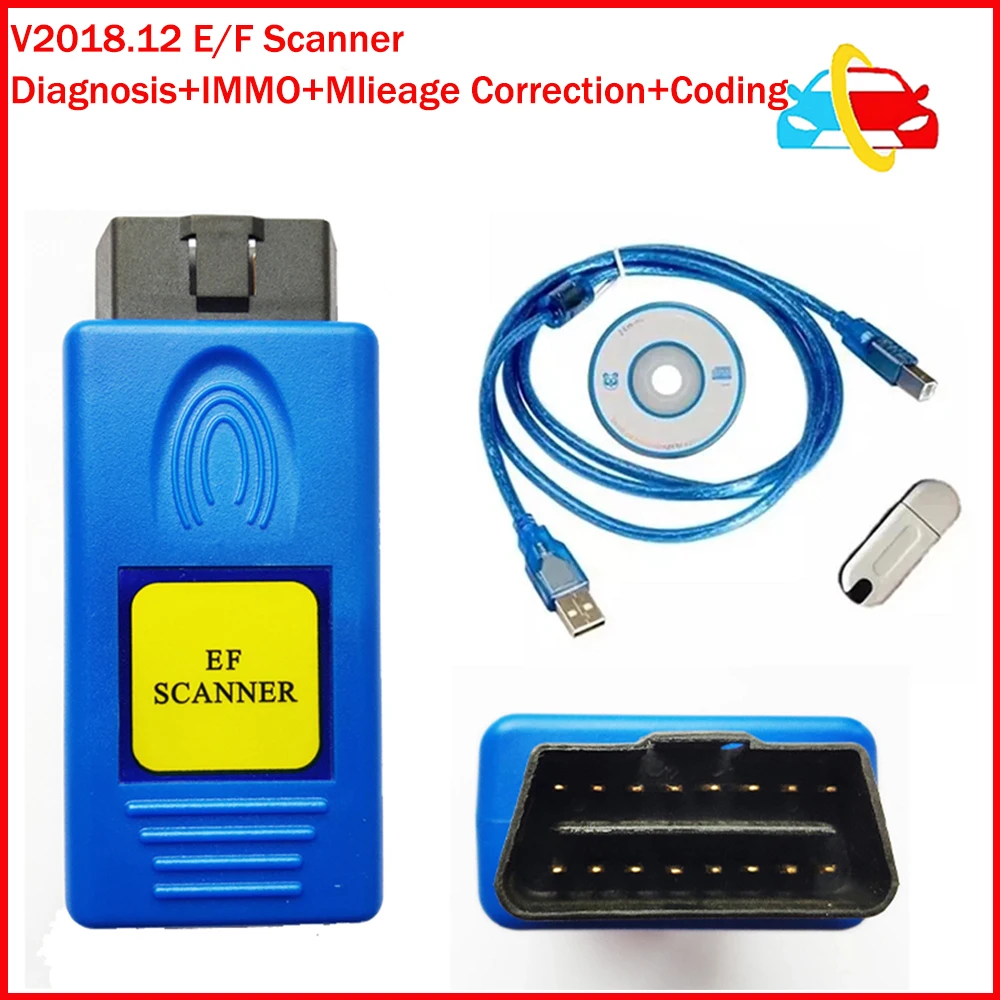 

Best Selling V2018.12 E/F Scanner EF Scanner OBDII Diagstic Tool Full Version Diagnosis IMMO Milea-ge Correction Coding for BM-W