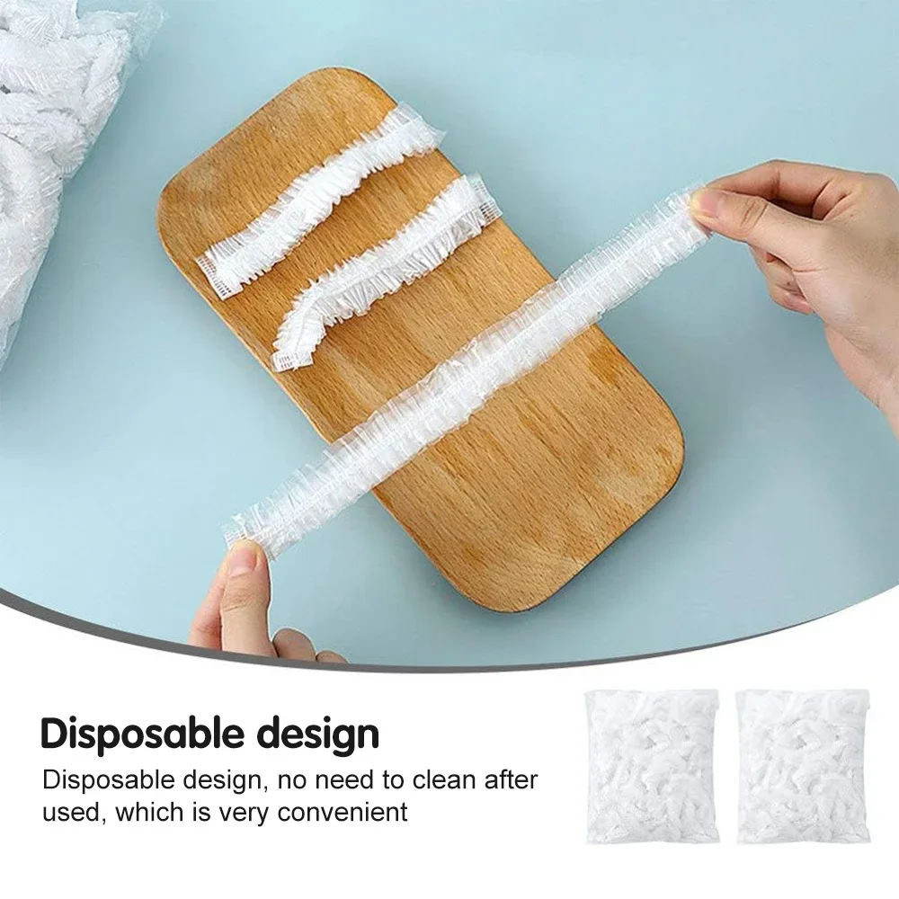 100Pcs Wiederverwendbare Lebensmittel Erhaltung Stretch Tasche Einweg Dusche Motorhaube Bad Elastische Kappe Wasserdichte Haar Kappe Für Küche Lagerung – Detail 1