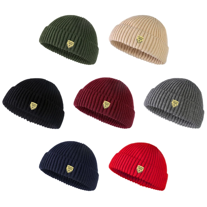 

Fashion Winter Warm Knitted Hat Wool Beanies Women Men Slouchy Melon Cap Brimless Baggy Headwear Autumn Cuff Docker Hats Hip Hop