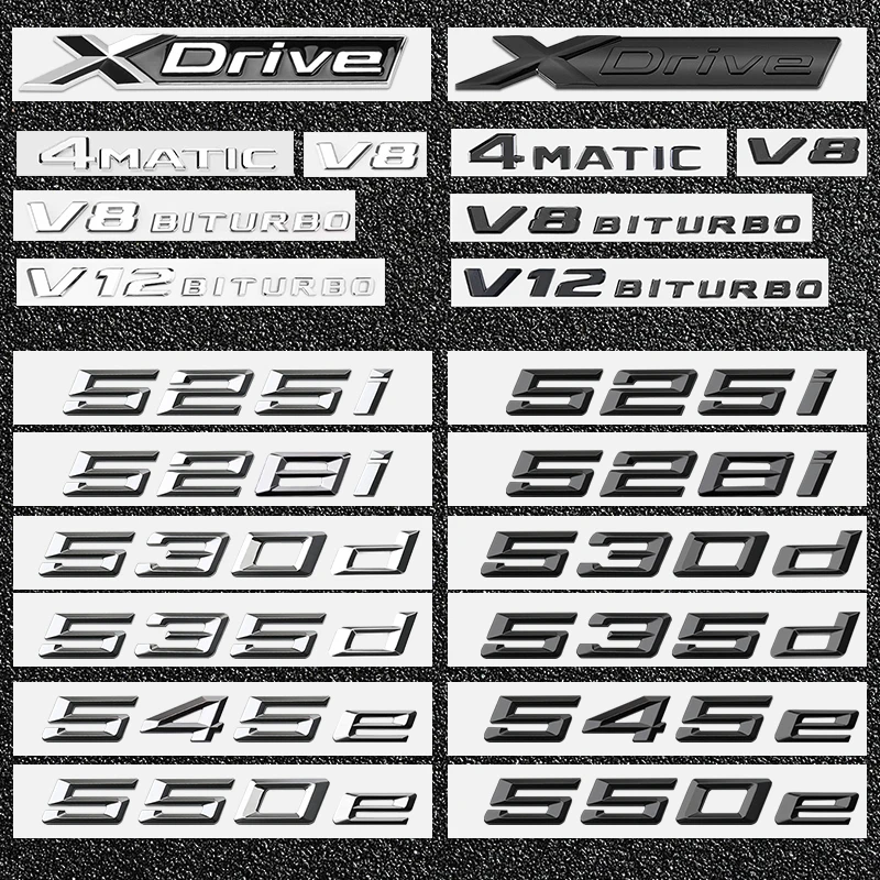 3D Abs Chrome Car Trunk Emblem Badge Logo Per Bmw M 520E 525E 530E 540E 535I 545I 550I 518D 528D V12 Biturbo Lettere Sticker